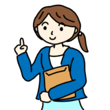 指さしをしている先生（女性）