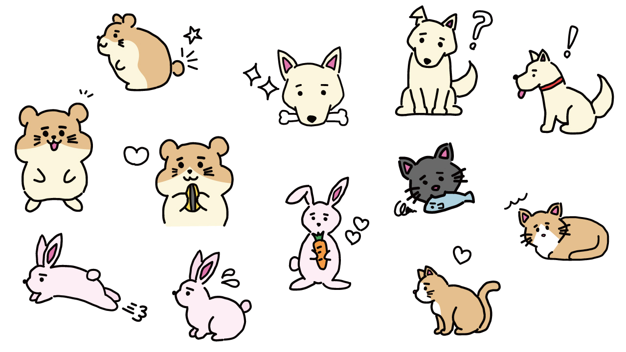 Cute-hand-drawn-pet-animals-