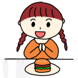 ハンバーガーを食べる女の子