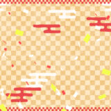 紙吹雪と市松模様のお正月祝い背景