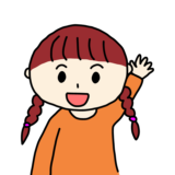 手をあげて合図する女の子
